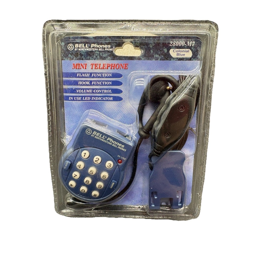 Northwestern Bell Mini Telephone 28000-M7 Colonial‎ Blue Headset NOS Vintage
